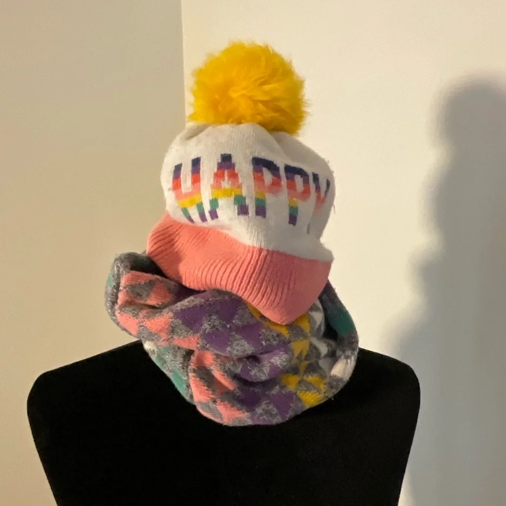GAP Pink, Yellow & Rainbow Stripe Kids Mittens